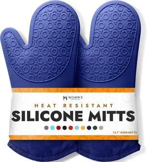 BPA-Free Soft Silicone Oven Mitts - Ultra Heat Resistant Oven Mitts with Thick Cotton Liner - Long Slip Resistant Pot Holders, Flexible Oven Gloves - Royal Blue 13.7" BPA-Free Soft Silicone Oven Mitts - Ultra Heat Resistant Oven Mitts with Thick Cotton Liner - Long Slip Resistant Pot Holders, Flexible Oven Gloves - Royal Blue 13.7"