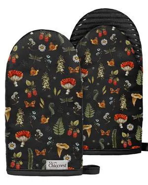 100% Thick Cotton Mini Oven Mitts Silicone Grip Black Mushroom | Girly Cute Oven Mitts for Women, Machine Washable, Non-Slip, Reversible Design Fits Both Hands, Stylish Kitchen Decor 100% Thick Cotton Mini Oven Mitts Silicone Grip Black Mushroom | Girly Cute Oven Mitts for Women, Machine Washable, Non-Slip, Reversible Design Fits Both Hands, Stylish Kitchen Decor