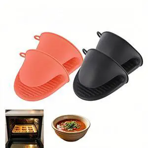 Mini Silicone Oven Mitts 2 Pair - Heat Resistant 446°F Non-Slip Pinch Gloves, Food Grade Finger Protectors for Cooking Baking BBQ, Small Potholders for Kitchen Air Fryer Grilling, Black & Orange Mini Silicone Oven Mitts 2 Pair - Heat Resistant 446°F Non-Slip Pinch Gloves, Food Grade Finger Protectors for Cooking Baking BBQ, Small Potholders for Kitchen Air Fryer Grilling, Black & Orange