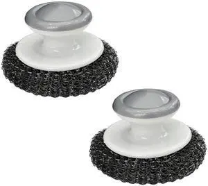 2Pcs Stainless Steel Scrubber Dish Scrub Brush with Handle Multipurpose Kitchen Cast Iron Scrubber for Pots, Grills, Ovens & Other Tough Cleaning Jobs (Metal Steel Style) 2Pcs Stainless Steel Scrubber Dish Scrub Brush with Handle Multipurpose Kitchen Cast Iron Scrubber for Pots, Grills, Ovens & Other Tough Cleaning Jobs (Metal Steel Style)