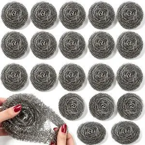 20 Pack Steel Wool Scrubbers, 2.36 Inch Stainless Steel Cleaning Pads, Heavy Duty Scouring Pads for Pots and Pans, Non-Scratch Kitchen Scrubber for Dishes, Grills, and Cookware 20 Pack Steel Wool Scrubbers, 2.36 Inch Stainless Steel Cleaning Pads, Heavy Duty Scouring Pads for Pots and Pans, Non-Scratch Kitchen Scrubber for Dishes, Grills, and Cookware