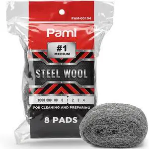 #1 Medium Coarse Steel Wool Pads,Non-Scratch Dish Scrubber,8-Pack #1 Medium Coarse Steel Wool Pads,Non-Scratch Dish Scrubber,8-Pack