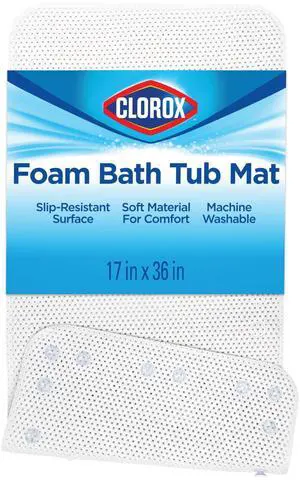 Brand Clorox Cushioned Foam Bath Mat for Tubs, Non-Slip with Suction Cups, 17 Inches x 36 Inches, White Brand Clorox Cushioned Foam Bath Mat for Tubs, Non-Slip with Suction Cups, 17 Inches x 36 Inches, White