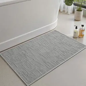 Bath Mat Non Slip Super Absorbent Quick Dry Bath Mats for Bathroom Floor Rubber Backing Washable Bathroom Rugs Modern Woven Jacquard Mat, Beside Tub Bath Rugs, 17" x 24", LightGrey Bath Mat Non Slip Super Absorbent Quick Dry Bath Mats for Bathroom Floor Rubber Backing Washable Bathroom Rugs Modern Woven Jacquard Mat, Beside Tub Bath Rugs, 17" x 24", LightGrey