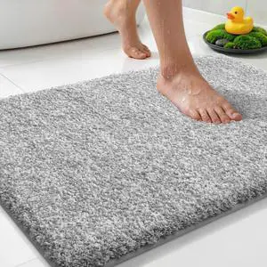 Cushioned Anti-Fatigue Bathroom Rug, Bath Mat Non Slip Washable, Dense Soft Microfiber for Bathroom Sink, Shower, Tired Feet Comfort, Absorbent, 24" X 17", Grey and White Cushioned Anti-Fatigue Bathroom Rug, Bath Mat Non Slip Washable, Dense Soft Microfiber for Bathroom Sink, Shower, Tired Feet Comfort, Absorbent, 24" X 17", Grey and White