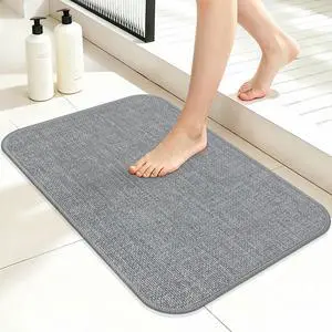 Bathroom Rug Non Slip Bath Mat 24" x 16", Grey | Ultra Thin, Quick Drying, Absorbent, Washable, Low-Profile, Crack-Resistant Edges, Comfortable Underfoot Bathroom Rug Non Slip Bath Mat 24" x 16", Grey | Ultra Thin, Quick Drying, Absorbent, Washable, Low-Profile, Crack-Resistant Edges, Comfortable Underfoot