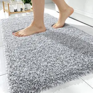 Microfiber Bathroom Rugs 30x20, Quick Dry Bath Mat, Grey and White | Ultra Soft, Highly Absorbent NonSlip Bath Rugs, Machine Washable Plush Mat for Bathroom Tub, Floor, Home Decor Accessories Microfiber Bathroom Rugs 30x20, Quick Dry Bath Mat, Grey and White | Ultra Soft, Highly Absorbent NonSlip Bath Rugs, Machine Washable Plush Mat for Bathroom Tub, Floor, Home Decor Accessories