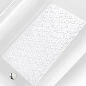 Non Slip Bathtub Mat | Real Rubber Bath Mat for Tub and Shower, Shower Mat for Daily Safety, Pet Dog Mat, Soft No-Slip Bath Mat | Nonskid Bathroom Tub Mat, 16 x 28White Non Slip Bathtub Mat | Real Rubber Bath Mat for Tub and Shower, Shower Mat for Daily Safety, Pet Dog Mat, Soft No-Slip Bath Mat | Nonskid Bathroom Tub Mat, 16 x 28White