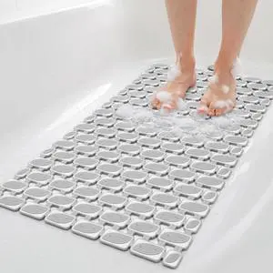 Non Slip Bathtub Mat with Suction Cups Quick Dry Shower Mat 27x16 | Light Grey Machine Washable Shower Floor Mat for Elderly & Kids, Quick Dry Drain Holes Bathroom Shower Tub Stall Non Slip Bathtub Mat with Suction Cups Quick Dry Shower Mat 27x16 | Light Grey Machine Washable Shower Floor Mat for Elderly & Kids, Quick Dry Drain Holes Bathroom Shower Tub Stall