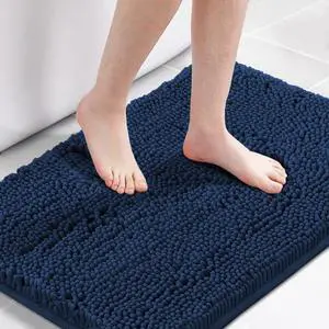 Navy Blue Bath Rug, Bath Mat Non Slip Bath Mats for Bathroom Floor, Bathroom Rug Extra Thick Chenille Rug 17" x 24" Absorbent Soft Shaggy Washable Dry Fast Plush Rugs for Bathtubs Navy Blue Bath Rug, Bath Mat Non Slip Bath Mats for Bathroom Floor, Bathroom Rug Extra Thick Chenille Rug 17" x 24" Absorbent Soft Shaggy Washable Dry Fast Plush Rugs for Bathtubs