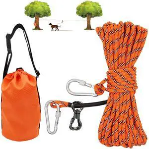 Dog Tie Out Cable for Camping, 50ft Portable Overhead Trolley System for Dogs up to 200lbsDog Lead for Yard, Camping, Parks, Outdoor Events,5 min Set-up Dog Tie Out Cable for Camping, 50ft Portable Overhead Trolley System for Dogs up to 200lbsDog Lead for Yard, Camping, Parks, Outdoor Events,5 min Set-up