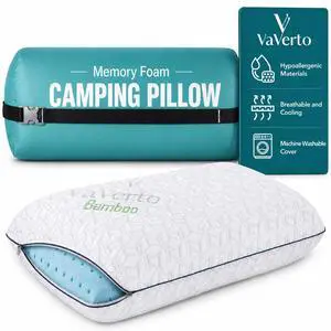 Camping Pillow - Backpacking Memory Foam Travel Pillow 1-Pack | Medium firm memory foam pillow - breathable, machine washable cover - Ideal lightweight small pillow - backpacking & outdoors Camping Pillow - Backpacking Memory Foam Travel Pillow 1-Pack | Medium firm memory foam pillow - breathable, machine washable cover - Ideal lightweight small pillow - backpacking & outdoors