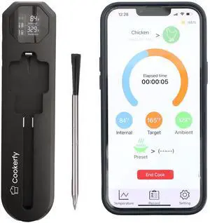 Meat Thermometer Digital Wireless IP67 Waterproof, 48h Battery Life, Grill Thermometers with 820ft Range, Rechargeable Probe, Bluetooth Wireless Meat Thermometer for BBQ, Smoker, Oven Meat Thermometer Digital Wireless IP67 Waterproof, 48h Battery Life, Grill Thermometers with 820ft Range, Rechargeable Probe, Bluetooth Wireless Meat Thermometer for BBQ, Smoker, Oven