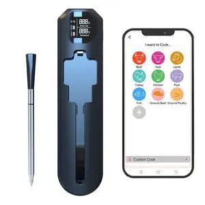 Smart Meat Thermometer-Smart Meat Thermometer Wireless - App Monitoring, Ambient Temperature Sensor, Alarm Reminders, 820-Foot Range, Suitable for Smokers, Barbecues, Turkeys, Beef, and Cooking Smart Meat Thermometer-Smart Meat Thermometer Wireless - App Monitoring, Ambient Temperature Sensor, Alarm Reminders, 820-Foot Range, Suitable for Smokers, Barbecues, Turkeys, Beef, and Cooking