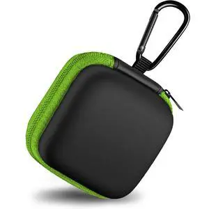 Square Earbud Case Portable EVA Carrying Case Storage Bag Cell Phone Accessories Organizer with Carabiner for Earphone, Earbud, Earpieces, SD Memory Card, Camera Chips, Tech Pouch, Green Square Earbud Case Portable EVA Carrying Case Storage Bag Cell Phone Accessories Organizer with Carabiner for Earphone, Earbud, Earpieces, SD Memory Card, Camera Chips, Tech Pouch, Green