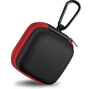 Square Earbud Case Portable EVA Carrying Case Storage Bag Cell Phone Accessories Organizer with Carabiner for Earphone, Earbud, Earpieces, SD Memory Card, Camera Chips, Tech Pouch, Red Square Earbud Case Portable EVA Carrying Case Storage Bag Cell Phone Accessories Organizer with Carabiner for Earphone, Earbud, Earpieces, SD Memory Card, Camera Chips, Tech Pouch, Red
