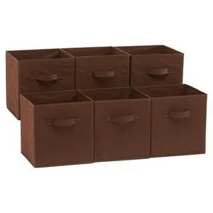 Collapsible Fabric Storage Bins with Handles, Cube Organizer, Lightweight Fabric, 10.5"x10.5"x11", Brown, 6-Pack Collapsible Fabric Storage Bins with Handles, Cube Organizer, Lightweight Fabric, 10.5"x10.5"x11", Brown, 6-Pack