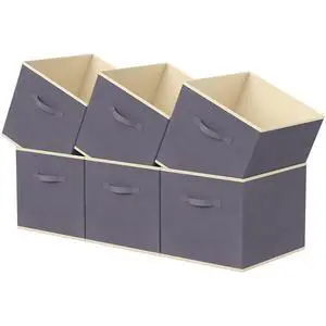 Storage Cubes, 11 Inch Organizer Bins, 18L Gray, 6 Packs | Foldable Decorative Fabric Storage Baskets for Organizing Home Organizers with Handles for Shelves, Closet Storage Cubes, 11 Inch Organizer Bins, 18L Gray, 6 Packs | Foldable Decorative Fabric Storage Baskets for Organizing Home Organizers with Handles for Shelves, Closet