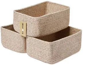 Small Storage Baskets for Organizing | Closet Organizer Bins | Shelf Toy Basket | Woven Rope Baskets | Cube Decorative Box | Shallow Basket | L11.5xW7.5xH4.7| Brown Small Storage Baskets for Organizing | Closet Organizer Bins | Shelf Toy Basket | Woven Rope Baskets | Cube Decorative Box | Shallow Basket | L11.5xW7.5xH4.7| Brown