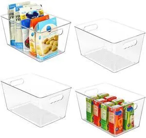 4 Pack Clear Storage Bins, Pantry Storage Bins with Handle, Large | Plastic Pantry Organizer Containers for Kitchen, Refrigerator, Fridge, Cabinet, Countertops, Home Organization and Storage 4 Pack Clear Storage Bins, Pantry Storage Bins with Handle, Large | Plastic Pantry Organizer Containers for Kitchen, Refrigerator, Fridge, Cabinet, Countertops, Home Organization and Storage