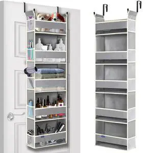 Over The Door Organizer 5-Shelves and 10 Side Pockets, Over The Door Storage for Bathroom Bedroom Nursery, Hanging Door Organizer for Baby Diapers and Kids Toys (13"x5"x44", Grey) Over The Door Organizer 5-Shelves and 10 Side Pockets, Over The Door Storage for Bathroom Bedroom Nursery, Hanging Door Organizer for Baby Diapers and Kids Toys (13"x5"x44", Grey)