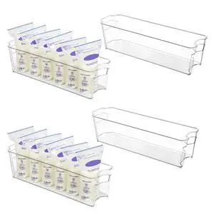 4Pcs Clear Breastmilk Storage Bags Container in Freezer Fridge | BPA-free Plastic Storage Bins, For Breast Milk Baby Pouches Formula Bottles and Yogurts, In Freezer Fridge and Pantry 4Pcs Clear Breastmilk Storage Bags Container in Freezer Fridge | BPA-free Plastic Storage Bins, For Breast Milk Baby Pouches Formula Bottles and Yogurts, In Freezer Fridge and Pantry