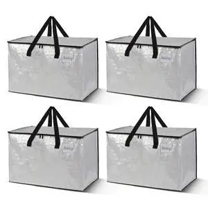 4 Pack Extra Large Moving Bags, Heavy Duty Storage Bags | Storage Totes with Strong Zippers & Carrying Handles for Space Saving, Fold Flat, Alternative to Moving Box and bins 4 Pack Extra Large Moving Bags, Heavy Duty Storage Bags | Storage Totes with Strong Zippers & Carrying Handles for Space Saving, Fold Flat, Alternative to Moving Box and bins