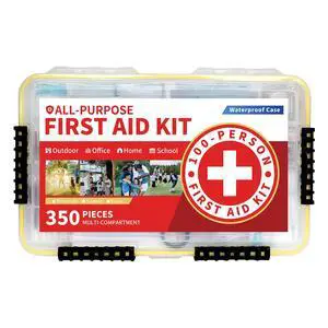 350-Piece All-Purpose 100-Person Emergency First Aid Kit Waterproof Plastic Case | Clearly Organized for Fast Retrieval | Perfect for Home, Business, Workplace, Boat, Travel, Outdoor & Car 350-Piece All-Purpose 100-Person Emergency First Aid Kit Waterproof Plastic Case | Clearly Organized for Fast Retrieval | Perfect for Home, Business, Workplace, Boat, Travel, Outdoor & Car