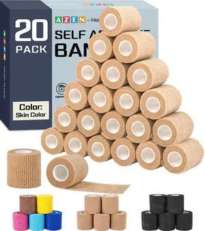 20 Pack Self Adhesive Bandage Wrap, Elastic Cohesive Bandage Wrap, Skin Color Athletic Tape, Vet Wrap, Ankle Tape 20 Pack Self Adhesive Bandage Wrap, Elastic Cohesive Bandage Wrap, Skin Color Athletic Tape, Vet Wrap, Ankle Tape