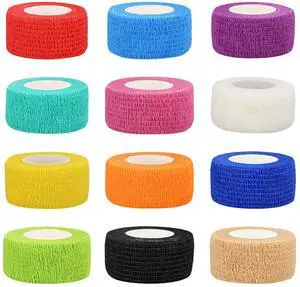 12pcs Self Adhesive Bandage Wraps, 1in 5 Yards, Multicolor 12pcs Self Adhesive Bandage Wraps, 1in 5 Yards, Multicolor
