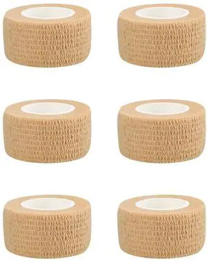 1" Self Adhesive Bandage Wraps, 6pcs Vet Wraps, Skin Color, 5 Yard Self Adherent Wraps for Sports, Wrist, Ankle and Swelling 1" Self Adhesive Bandage Wraps, 6pcs Vet Wraps, Skin Color, 5 Yard Self Adherent Wraps for Sports, Wrist, Ankle and Swelling