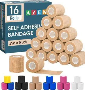 16 Pack Self Adhesive Bandage Wrap, 2" X 5 Yards Elastic Cohesive Bandage Wrap, Skin Color Athletic Tape, Vet Wrap, Ankle Tape, Tattoo Grip Tape Wrap 16 Pack Self Adhesive Bandage Wrap, 2" X 5 Yards Elastic Cohesive Bandage Wrap, Skin Color Athletic Tape, Vet Wrap, Ankle Tape, Tattoo Grip Tape Wrap