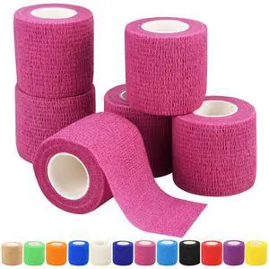 2" Self Adhesive Bandage Wraps, 6pcs Vet Wraps, Pink, 5 Yard Self Adherent Wraps for Sports, Wrist, Ankle and Swelling 2" Self Adhesive Bandage Wraps, 6pcs Vet Wraps, Pink, 5 Yard Self Adherent Wraps for Sports, Wrist, Ankle and Swelling