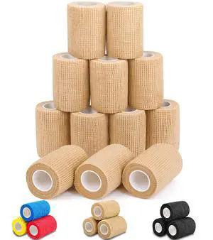 12 Pack Self Adhesive Bandage Wrap, 3" X 5 Yards Elastic Cohesive Bandage Wrap, Vet Wrap, Ankle Tape, Tattoo Grip Tape Wrap, Skin Color Athletic Tape 12 Pack Self Adhesive Bandage Wrap, 3" X 5 Yards Elastic Cohesive Bandage Wrap, Vet Wrap, Ankle Tape, Tattoo Grip Tape Wrap, Skin Color Athletic Tape