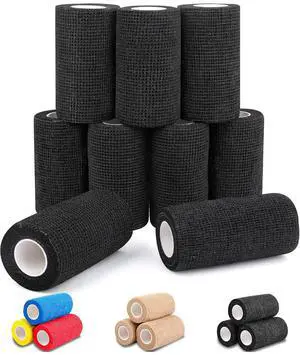 9 Pack Self Adhesive Bandage Wrap, 4" X 5 Yards Elastic Cohesive Bandage Wrap, Color Athletic Tape, Tattoo Grip Tape Wrap, Vet Wrap, Ankle Tape 9 Pack Self Adhesive Bandage Wrap, 4" X 5 Yards Elastic Cohesive Bandage Wrap, Color Athletic Tape, Tattoo Grip Tape Wrap, Vet Wrap, Ankle Tape