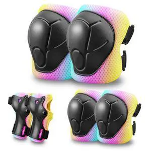 Kids Protective Gear Set Knee Pads for Kids 3-14 Years Toddler Knee and Elbow Pads with Wrist Guards 3 in 1 for Skating Cycling Bike,Biking, Roller Skates, Scooters (Pink Blue Yellow, S(3-8Years)) Kids Protective Gear Set Knee Pads for Kids 3-14 Years Toddler Knee and Elbow Pads with Wrist Guards 3 in 1 for Skating Cycling Bike,Biking, Roller Skates, Scooters (Pink Blue Yellow, S(3-8Years))