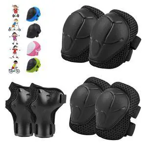 6PCS Kids Protective Gear Set Knee Pads Elbow Pads, Black/S/3-10 Age | upgraded & durable material skateboard protective gear set double size sport cycling bike roller skating scooter boys girls 6PCS Kids Protective Gear Set Knee Pads Elbow Pads, Black/S/3-10 Age | upgraded & durable material skateboard protective gear set double size sport cycling bike roller skating scooter boys girls