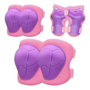 Kids Protective Gear Set, Knee Pads for Kids 3-10Years Toddler Knee and Elbow Pads with Wrist Guards Boys or Girls (Purple Pink, S(3-7years)) Kids Protective Gear Set, Knee Pads for Kids 3-10Years Toddler Knee and Elbow Pads with Wrist Guards Boys or Girls (Purple Pink, S(3-7years))