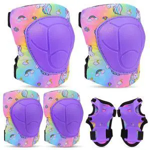 Knee Pads for Kids, Adjustable Protective Gear Set for Girls 3-8 | Toddler Knee Pads and Elbow Pads Wrist Guard with Cute Pattern for Roller Skates Cycling Bike Skateboard Scooter Knee Pads for Kids, Adjustable Protective Gear Set for Girls 3-8 | Toddler Knee Pads and Elbow Pads Wrist Guard with Cute Pattern for Roller Skates Cycling Bike Skateboard Scooter