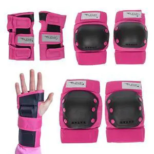Knee and Elbow Pads, Wrist Guards Protective Safety Gear Set - Multi Sport Protection for Skateboarding, BMX, Pogoing, Inline Skating, Scooter - Kids, Teen & Adult Sizes (Pink, Large) Knee and Elbow Pads, Wrist Guards Protective Safety Gear Set - Multi Sport Protection for Skateboarding, BMX, Pogoing, Inline Skating, Scooter - Kids, Teen & Adult Sizes (Pink, Large)