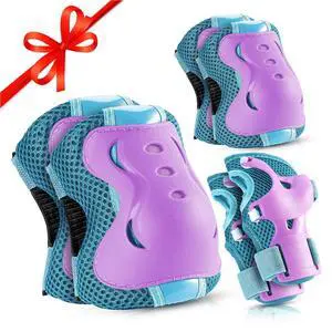 Knee Pads for Kids Roller-Skating - Adjustable Protective Gear Set Knee Elbow Pads Wrist Guards for Bike Cycling Skateboarding Scooter Gifts 3-7 / 8-14 Years Boys Girls (Blue Purple) Knee Pads for Kids Roller-Skating - Adjustable Protective Gear Set Knee Elbow Pads Wrist Guards for Bike Cycling Skateboarding Scooter Gifts 3-7 / 8-14 Years Boys Girls (Blue Purple)