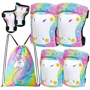 Knee Pads for Kids with Drawstring Bag for Girls Boys | Adjustable Toddler Knee Pads and Elbow Pads Wrist Guards Protective Gear Set for Skating Cycling Skateboard Scooter Knee Pads for Kids with Drawstring Bag for Girls Boys | Adjustable Toddler Knee Pads and Elbow Pads Wrist Guards Protective Gear Set for Skating Cycling Skateboard Scooter