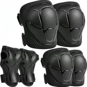 Kids Protective Gear Set, Knee and Elbow Pads with Wrist Guards for Ages 3-8 Year Toddler, 3 in 1 Enhanced Material Protective for Skating Cycling Bike Roller Scooter, Includes Organizer Bag (Black) Kids Protective Gear Set, Knee and Elbow Pads with Wrist Guards for Ages 3-8 Year Toddler, 3 in 1 Enhanced Material Protective for Skating Cycling Bike Roller Scooter, Includes Organizer Bag (Black)