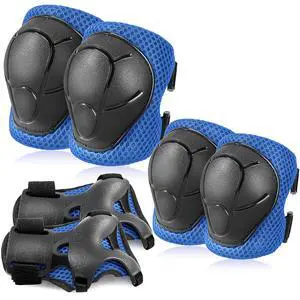 Basic Kids Protective Gear: Kids Knee Pads and Elbow Pads with Wrist Guards Set for 3-15 Years - Design for Roller Skates, Cycling, BMX Bike, Skateboard, Inline Skating, Scooter Riding Sports Basic Kids Protective Gear: Kids Knee Pads and Elbow Pads with Wrist Guards Set for 3-15 Years - Design for Roller Skates, Cycling, BMX Bike, Skateboard, Inline Skating, Scooter Riding Sports