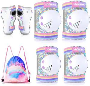Girls Knee Pads for Kids, Toddler Knee and Elbow Pads Set | Protective Gear Set with Wrist Guards & Drawstring Bag, Adjustable Fit for Skating, Skateboarding & Biking Girls Knee Pads for Kids, Toddler Knee and Elbow Pads Set | Protective Gear Set with Wrist Guards & Drawstring Bag, Adjustable Fit for Skating, Skateboarding & Biking