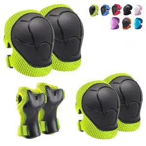 Toddler Knee Pads and Elbow Pads with Wrist Guards for Kids, Green | 3-in-1 knee pads for kids with wrist guards. Kids knee pads and elbow pads for skating, cycling, rollerblading and scooters Toddler Knee Pads and Elbow Pads with Wrist Guards for Kids, Green | 3-in-1 knee pads for kids with wrist guards. Kids knee pads and elbow pads for skating, cycling, rollerblading and scooters