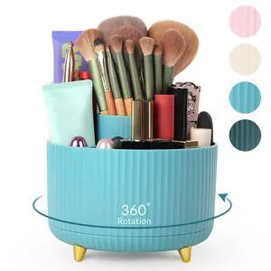 Makeup Organizer, Rotating Pencil Pen Holder for Desk, Dual-Purpose Desktop Organizer for Cosmetics & Pens, Makeup Brush Holder with 5 Slots, Pencil Cup for Office, Home Makeup Organizer, Rotating Pencil Pen Holder for Desk, Dual-Purpose Desktop Organizer for Cosmetics & Pens, Makeup Brush Holder with 5 Slots, Pencil Cup for Office, Home