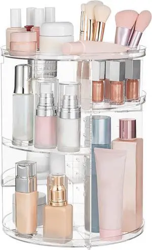 360 Rotating Makeup Organizer Adjustable Carousel Large Capacity Revolving Perfume Organizer Skincare Organizers Cosmetic Storage Spinning Holder for Vanity, Clear 360 Rotating Makeup Organizer Adjustable Carousel Large Capacity Revolving Perfume Organizer Skincare Organizers Cosmetic Storage Spinning Holder for Vanity, Clear