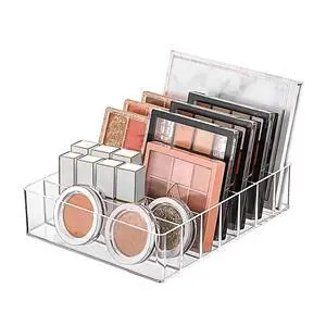Clear Plastic Acrylic Makeup Organizer for Makeup Palette Organizer | 7 Slots Cosmetic Organizer for Vanity Countertop & Drawer, Holder for Eyeshadow Palettes, Blushes, Lipstick Clear Plastic Acrylic Makeup Organizer for Makeup Palette Organizer | 7 Slots Cosmetic Organizer for Vanity Countertop & Drawer, Holder for Eyeshadow Palettes, Blushes, Lipstick