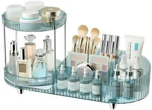 Rotating Makeup Organizer for Vanity, 2 Perfume Trays with 5 Compartments Cosmetic & Skincare Storage, Space-Saving Beauty Organizer, Multi-Purpose Countertop Organizers for Bathroom, Desktop, Pantry Rotating Makeup Organizer for Vanity, 2 Perfume Trays with 5 Compartments Cosmetic & Skincare Storage, Space-Saving Beauty Organizer, Multi-Purpose Countertop Organizers for Bathroom, Desktop, Pantry